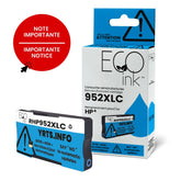 NON-OEM HP No.952XL L0S61AN Reman Cyan EcoInk YRTS 1.6K