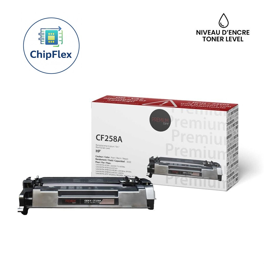 NON-OEM HP CF258A Alternative Premium Tone ChipFlex YRTS  (with toner level) 3K
