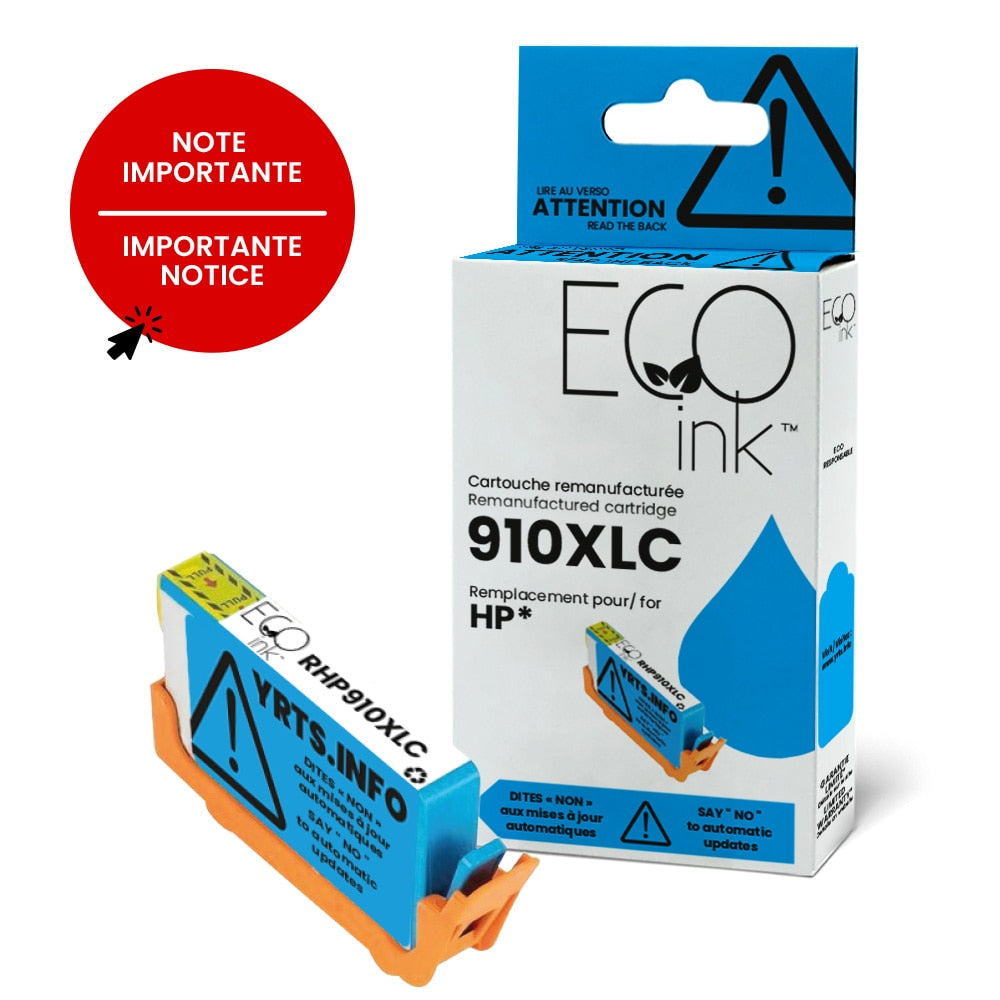 NON-OEM HP 910XL (3YL62AN) Reman Eco Ink YRTS Cyan 825 pages