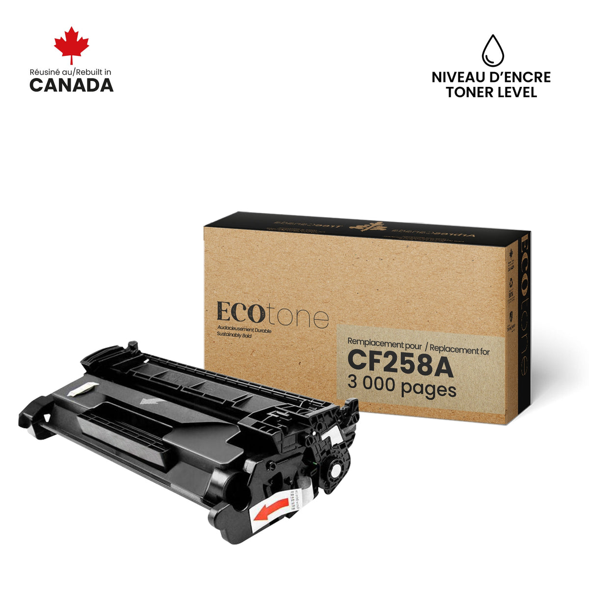 NON-OEM HP CF258A Reman Ecotone 3K (With toner level)